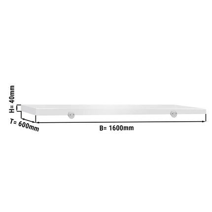 GGM Gastro Chopping Board for Prep Table - 1600x600mm - Thickness: 40mm - HACCP-Compliant - HDPE (PE 500) - White