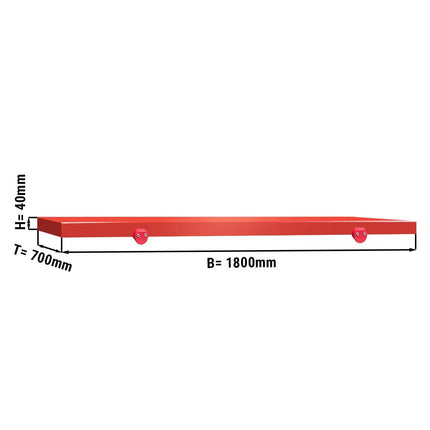 GGM Gastro Chopping Board for Prep Table - 1800x700mm - Thickness: 40mm - HACCP-Compliant - PE500 (Plastic) - Red