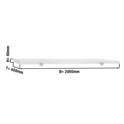GGM Gastro Chopping Board for Prep Table - 2000x600mm - Thickness: 40mm - HACCP-Compliant - HDPE (PE500) - White