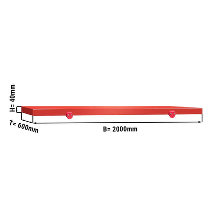 GGM Gastro Chopping Board for Prep Table - 2000x600mm - Thickness: 40mm - HACCP-Compliant - PE500 (Plastic) - Red