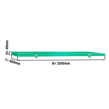 GGM Gastro Chopping Board for Prep Table - 2000x800mm - Thickness: 40mm - HACCP-Compliant - HDPE (PE500) - Green