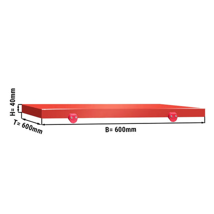 GGM Gastro Chopping Board for Prep Table - 600x600mm - Thickness: 40mm - HACCP-Compliant - HDPE (PE500) - Red