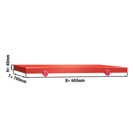 GGM Gastro Chopping Board for Prep Table - 600x700mm - Thickness: 40mm - HACCP-Compliant - HDPE (PE500) - Red