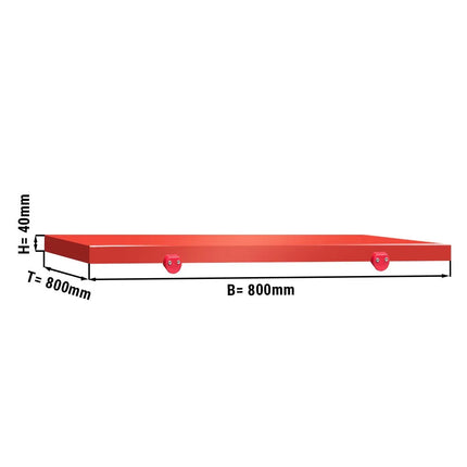 GGM Gastro Chopping Board for Prep Table - 800x800mm - Thickness: 40mm - HACCP-Compliant - PE 500 (HDPE) - Red