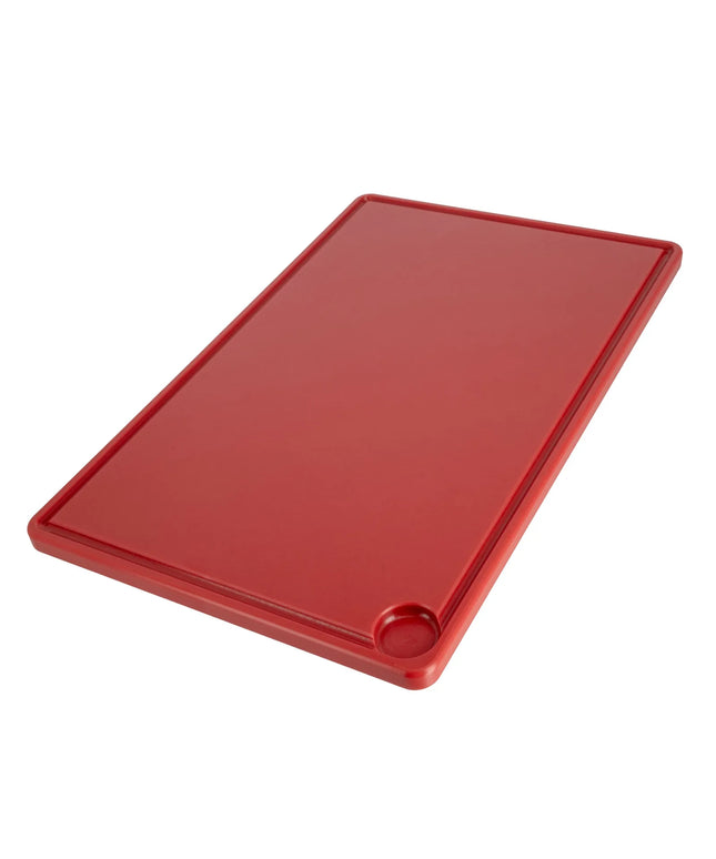 GGM Gastro Chopping Board with Juice Groove - 250x400mm - Thickness: 20mm - HACCP-Compliant - HDPE PE500 - Red