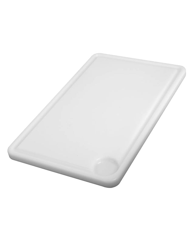 GGM Gastro Chopping Board with Juice Groove - 250x400mm - Thickness: 20mm - HACCP-Compliant - HDPE (PE500) - White