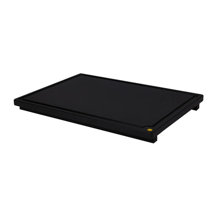 GGM Gastro Chopping Board with Juice Groove - 400x305mm - Thickness: 20mm - HACCP-Compliant - Polyethylene - Black