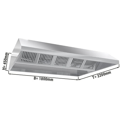 GGM Gastro Chụp Hút Mùi Gắn Trần - 1800mm - Kèm Bộ Lọc Vách Ngăn - Sâu 2200mm