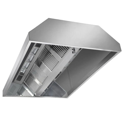 GGM Gastro Chụp Hút Mùi Gắn Trần Có Quạt Tích Hợp - 3000mm - Kèm Bộ Điều Tốc Ngoài, Bộ Lọc Vách Ngăn & Đèn LED - Sâu 1300mm