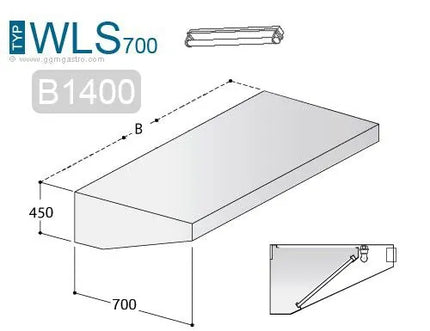 GGM Gastro Chụp Hút Mùi Gắn Tường - 1400mm - Kèm Bộ Lọc Vách Ngăn & Đèn LED