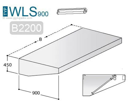 GGM Gastro Chụp Hút Mùi Gắn Tường - 2200mm - Kèm Bộ Lọc Vách Ngăn & Đèn LED