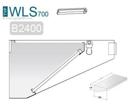 GGM Gastro Chụp Hút Mùi Gắn Tường - 2400mm - Kèm Bộ Lọc Vách Ngăn & Đèn LED