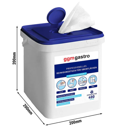 GGM Gastro Cleaning & All-Purpose Wipes - 1600wipes - Degreasing - Streak-free - Low-lint - Refillable dispenser with resealable lid - incl. 1 dispenser & 3 refill packs