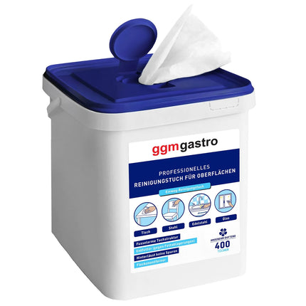 GGM Gastro Cleaning & All-Purpose Wipes - 1600wipes - Degreasing - Streak-free - Low-lint - Refillable dispenser with resealable lid - incl. 1 dispenser & 3 refill packs