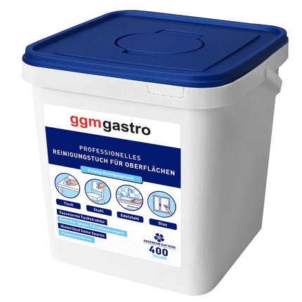 GGM Gastro Cleaning & All-Purpose Wipes - 1600wipes - Degreasing - Streak-free - Low-lint - Refillable dispenser with resealable lid - incl. 1 dispenser & 3 refill packs