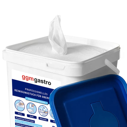 GGM Gastro Cleaning & All-Purpose Wipes - 1600wipes - Degreasing - Streak-free - Low-lint - Refillable dispenser with resealable lid - incl. 1 dispenser & 3 refill packs