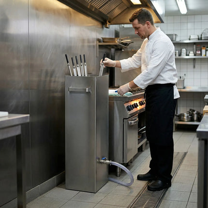 GGM Gastro Cleaning Tank for Chicken Rotisserie Skewers - 300x300x990mm - Stainless Steel