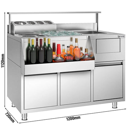 GGM Gastro Cocktail Prep Table - Stainless Steel - 1200x720mm - with 2 drawers