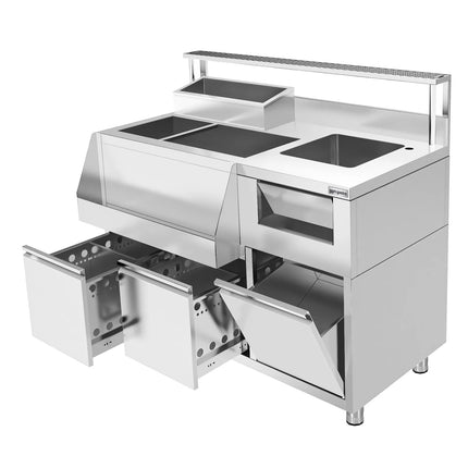 GGM Gastro Cocktail Prep Table - Stainless Steel - 1200x720mm - with 2 drawers