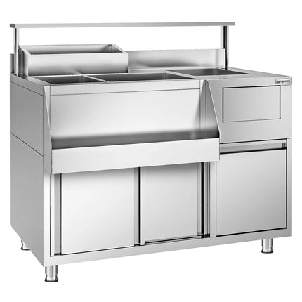 GGM Gastro Cocktail Prep Table - Stainless Steel - 1200x720mm - with 2 sliding doors