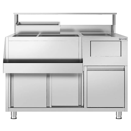 GGM Gastro Cocktail Prep Table - Stainless Steel - 1200x720mm - with 2 sliding doors