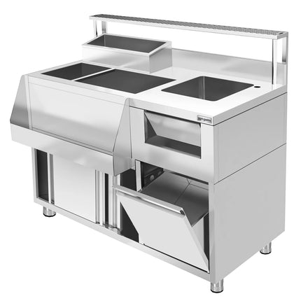GGM Gastro Cocktail Prep Table - Stainless Steel - 1200x720mm - with 2 sliding doors