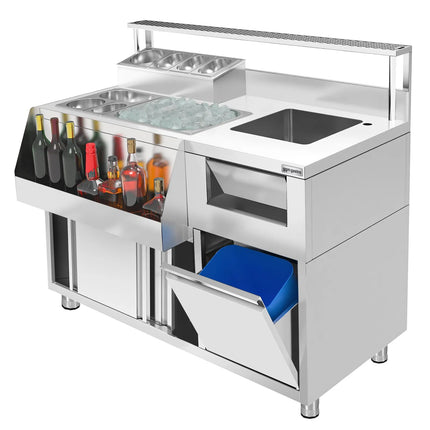 GGM Gastro Cocktail Prep Table - Stainless Steel - 1200x720mm - with 2 sliding doors