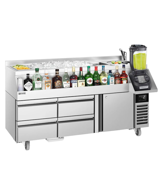GGM Gastro Cocktail Station / Commercial Back Bar Counter - 1600mm - 235L - 1 Door, 4 Drawers - 13A Plug