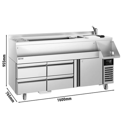 GGM Gastro Cocktail Station / Commercial Back Bar Counter - 1600mm - 235L - 1 Door, 4 Drawers - 13A Plug