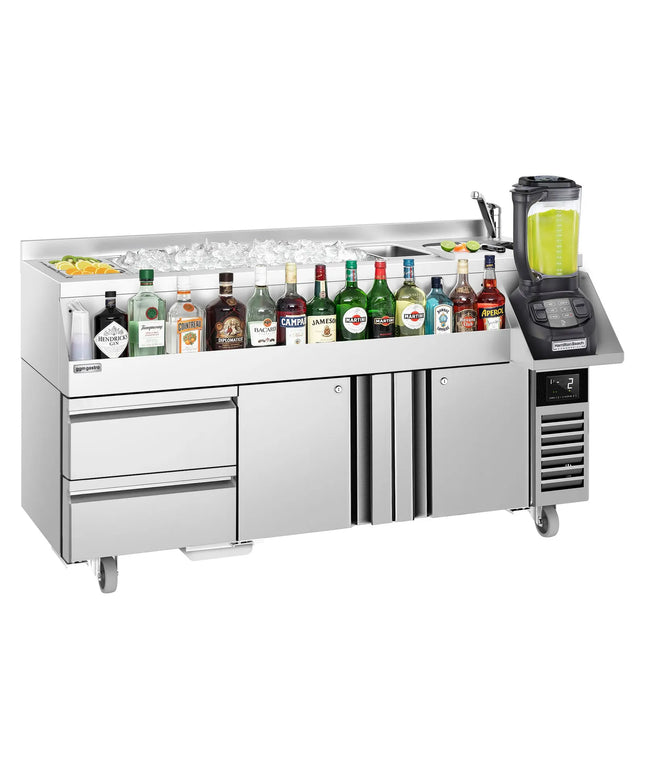 GGM Gastro Cocktail Station / Commercial Back Bar Counter - 1600mm - 235L - 2 Doors, 2 Drawers - 13A Plug