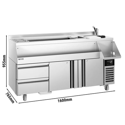 GGM Gastro Cocktail Station / Commercial Back Bar Counter - 1600mm - 235L - 2 Doors, 2 Drawers - 13A Plug