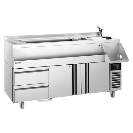 GGM Gastro Cocktail Station / Commercial Back Bar Counter - 1600mm - 235L - 2 Doors, 2 Drawers - 13A Plug
