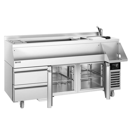 GGM Gastro Cocktail Station / Commercial Back Bar Counter - 1600mm - 235L - 2 Doors, 2 Drawers - 13A Plug