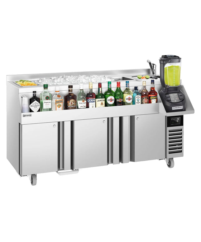 GGM Gastro Cocktail Station / Commercial Back Bar Counter - 1600mm - 235L - 3 Doors - 13A Plug
