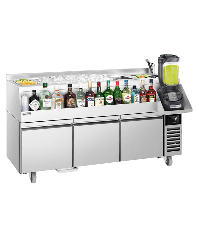 GGM Gastro Cocktail Station / Commercial Back Bar Counter - 1600mm - 235L - 3 Drawers - 13A Plug