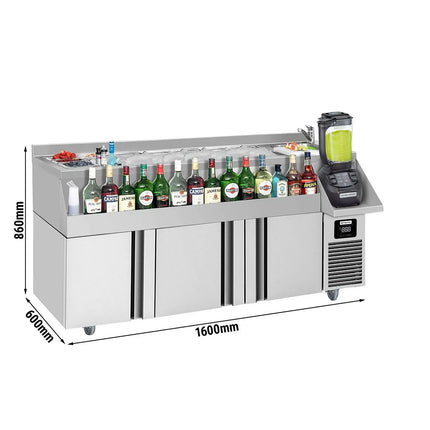 GGM Gastro Cocktail Station / Commercial Back Bar Counter - 1600mm - 235L - 3 Doors - 13A Plug - UK Variant