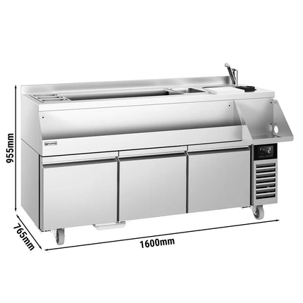 GGM Gastro Cocktail Station / Commercial Back Bar Counter - 1600mm - 235L - 3 Drawers - 13A Plug