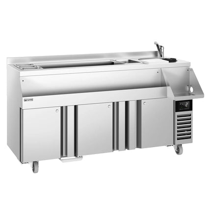 GGM Gastro Cocktail Station / Commercial Back Bar Counter - 1600mm - 235L - 3 Doors - 13A Plug