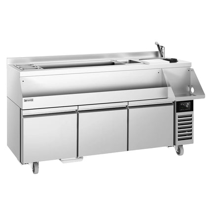GGM Gastro Cocktail Station / Commercial Back Bar Counter - 1600mm - 235L - 3 Drawers - 13A Plug