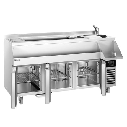 GGM Gastro Cocktail Station / Commercial Back Bar Counter - 1600mm - 235L - 3 Doors - 13A Plug