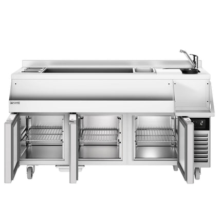 GGM Gastro Cocktail Station / Commercial Back Bar Counter - 1600mm - 235L - 3 Doors - 13A Plug