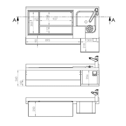 GGM Gastro Cocktail Station / Commercial Back Bar Counter - 1600mm - 235L - 3 Doors - 13A Plug - UK Variant