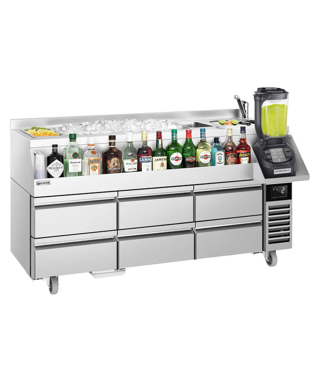 GGM Gastro Cocktail Station / Commercial Back Bar Counter - 1600mm - 235L - 6 Drawers - 13A Plug