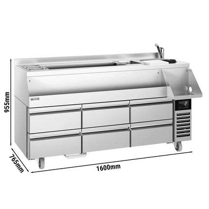 GGM Gastro Cocktail Station / Commercial Back Bar Counter - 1600mm - 235L - 6 Drawers - 13A Plug