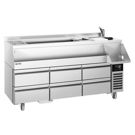 GGM Gastro Cocktail Station / Commercial Back Bar Counter - 1600mm - 235L - 6 Drawers - 13A Plug