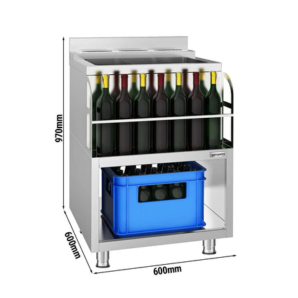 GGM Gastro Cocktail Station - Stainless Steel - 600x600mm - with 3 sink bowls & bottle holder