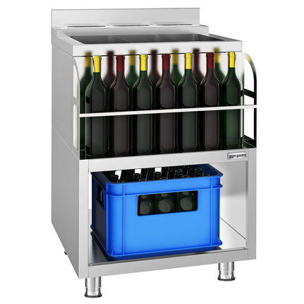 GGM Gastro Cocktail Station - Stainless Steel - 600x600mm - with 3 sink bowls & bottle holder