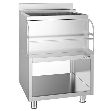 GGM Gastro Cocktail Station - Stainless Steel - 600x600mm - with 3 sink bowls & bottle holder