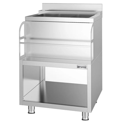 GGM Gastro Cocktail Station - Stainless Steel - 600x600mm - with 3 sink bowls & bottle holder