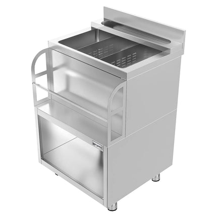 GGM Gastro Cocktail Station - Stainless Steel - 600x600mm - with 3 sink bowls & bottle holder
